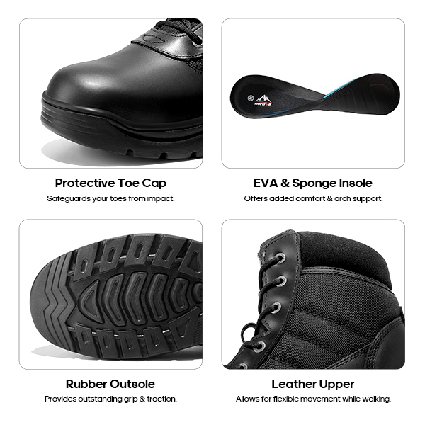 Men's Ankle-High Tactical Work Boots - BLACK - 3